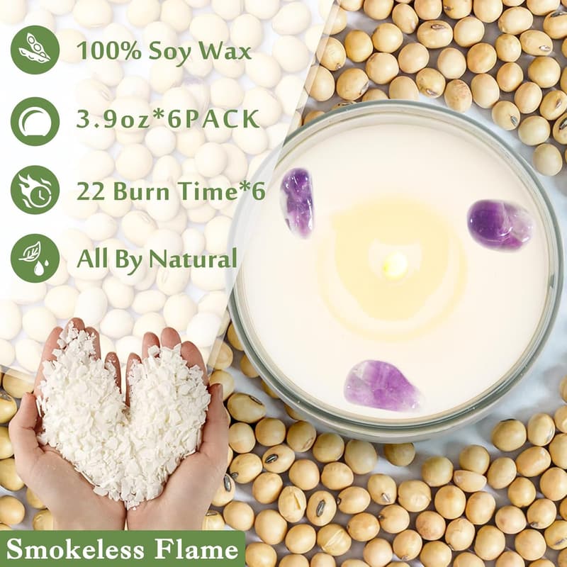 Sage Scented Candles Gift Set with Healing Crystals for Women