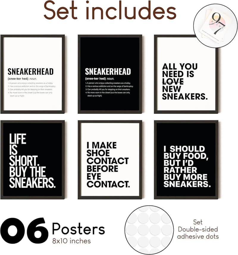 Sneakerhead Wall Art Prints for Teen Boys (8x10 Unframed)