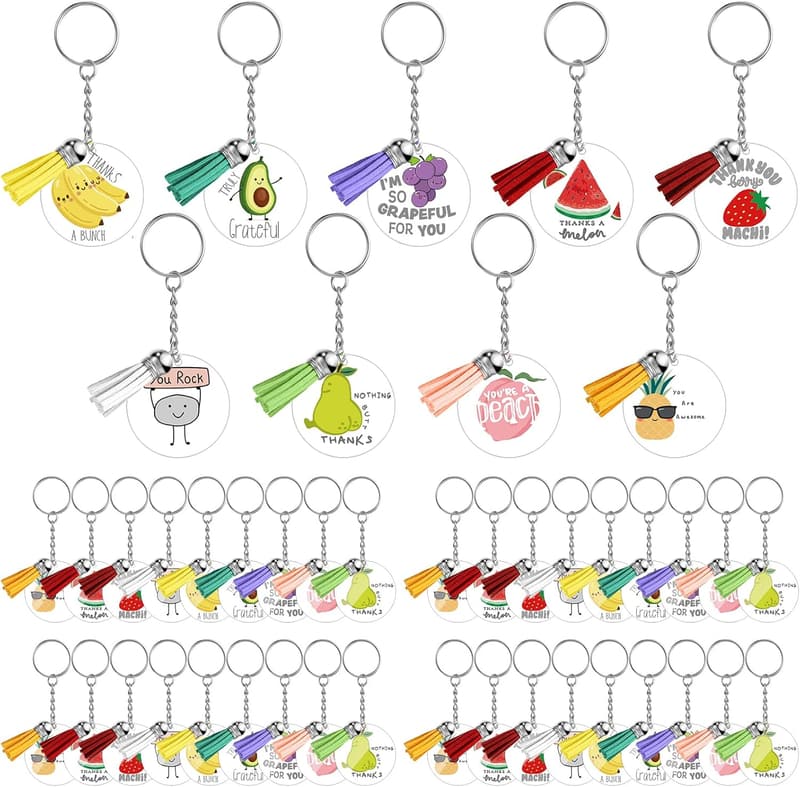 Employee Appreciation Keychains - 45 Pcs Acrylic Fruit Pun Set