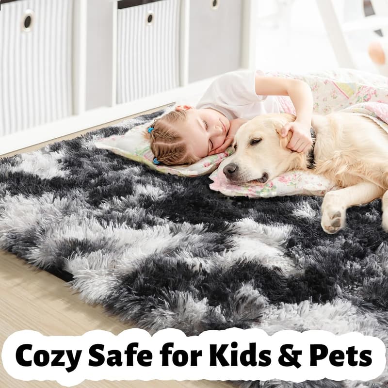 Plush Shaggy Area Rug 4x6 for Bedroom or Kids Room