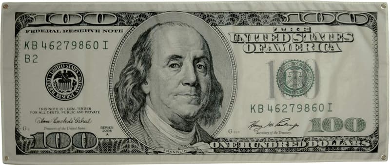 Life-Size Motivational $100 Bill Wall Flag for Men's Decor