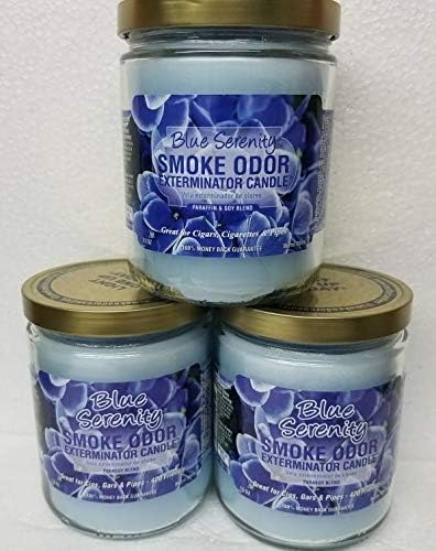 Blue Serenity 13oz Jar Candle for Smoke Odor Elimination
