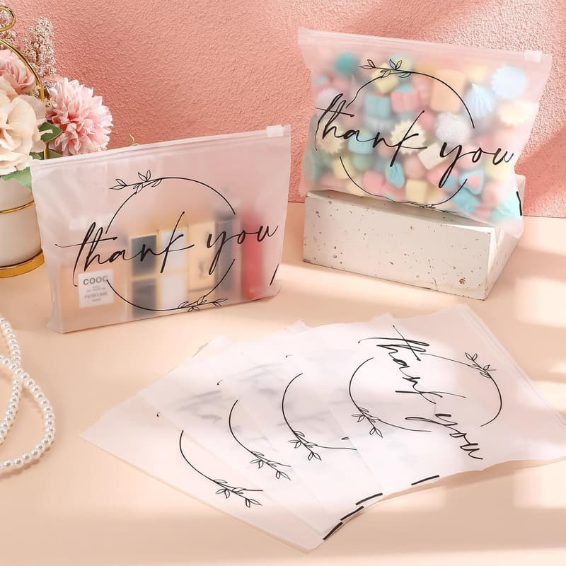 Thank You Makeup Bags - 100 Pcs Clear Cosmetic Bags for Women