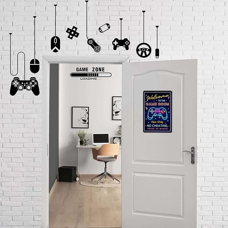 Game Room Sign - Cool Gaming Wall Decor for Boys and Teens, 12x8 Inch