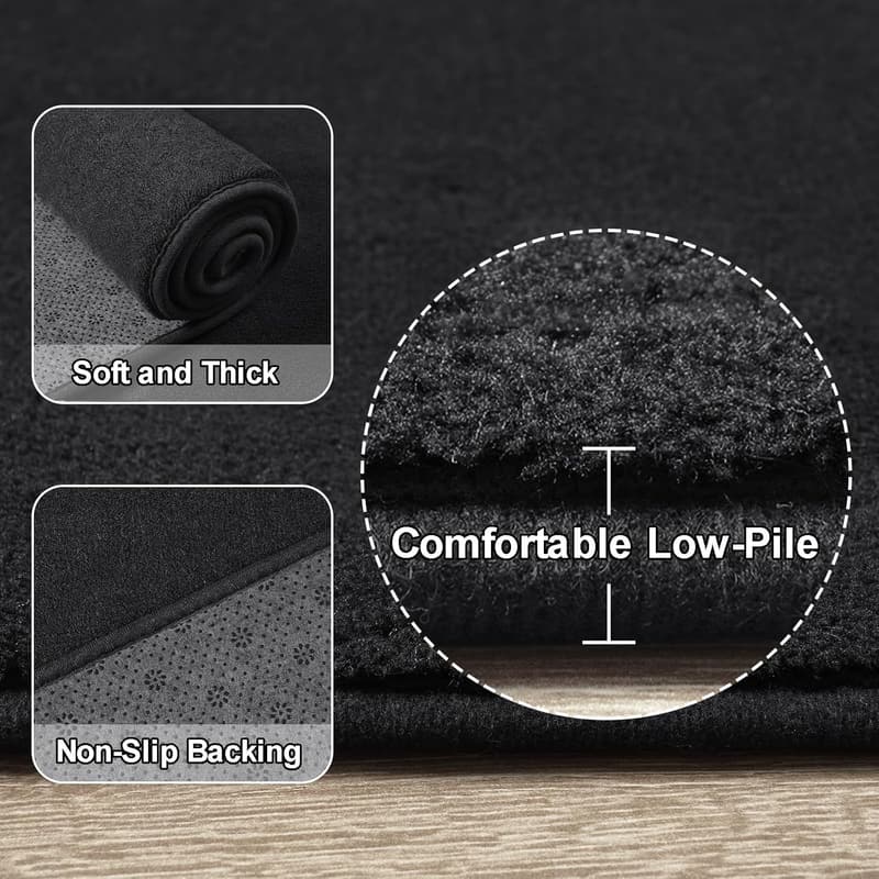 Fluffy Black Memory Foam Area Rug for Kids' Rooms - 4x6 Feet