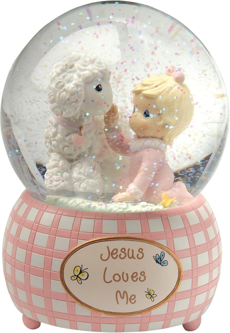Jesus Loves Me Snow Globe for Girls - Resin Keepsake