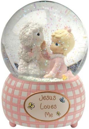 Jesus Loves Me Snow Globe for Girls - Resin Keepsake
