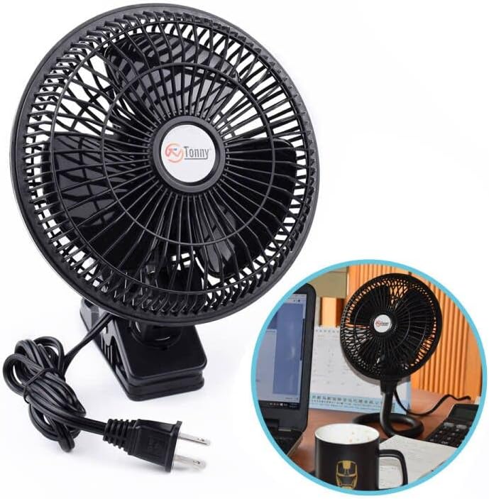 Adjustable 6-Inch Clip-On Fan with 2 Speeds - Black