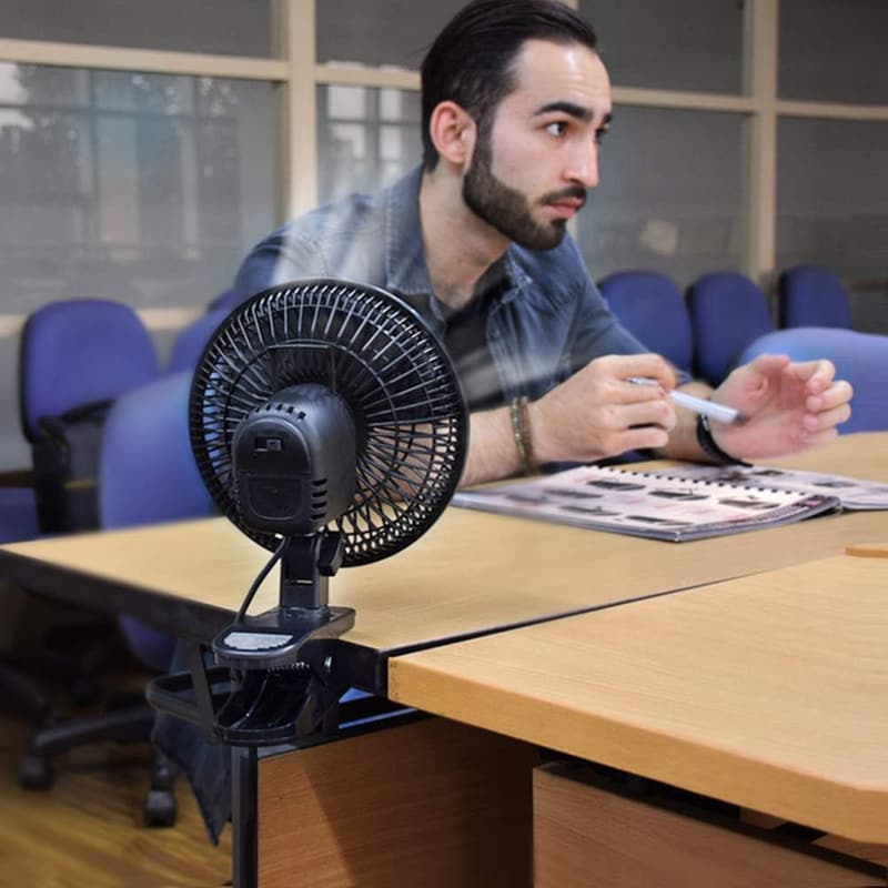 Adjustable 6-Inch Clip-On Fan with 2 Speeds - Black