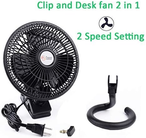 Adjustable 6-Inch Clip-On Fan with 2 Speeds - Black