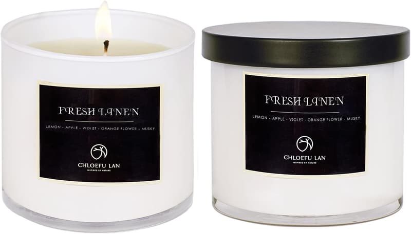 Fresh Linen Soy Candles - Non-Toxic Air Freshener, 7.1 oz, 2 Pack