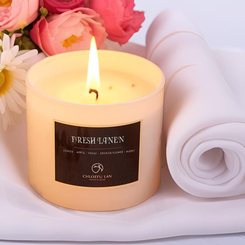 Fresh Linen Soy Candles - Non-Toxic Air Freshener, 7.1 oz, 2 Pack