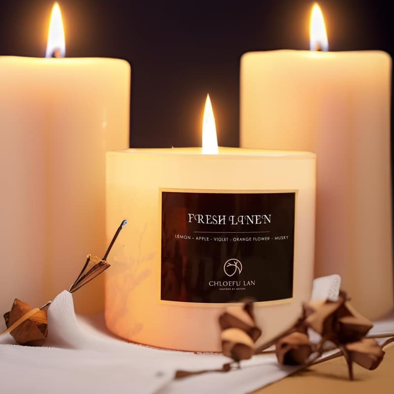 Fresh Linen Soy Candles - Non-Toxic Air Freshener, 7.1 oz, 2 Pack
