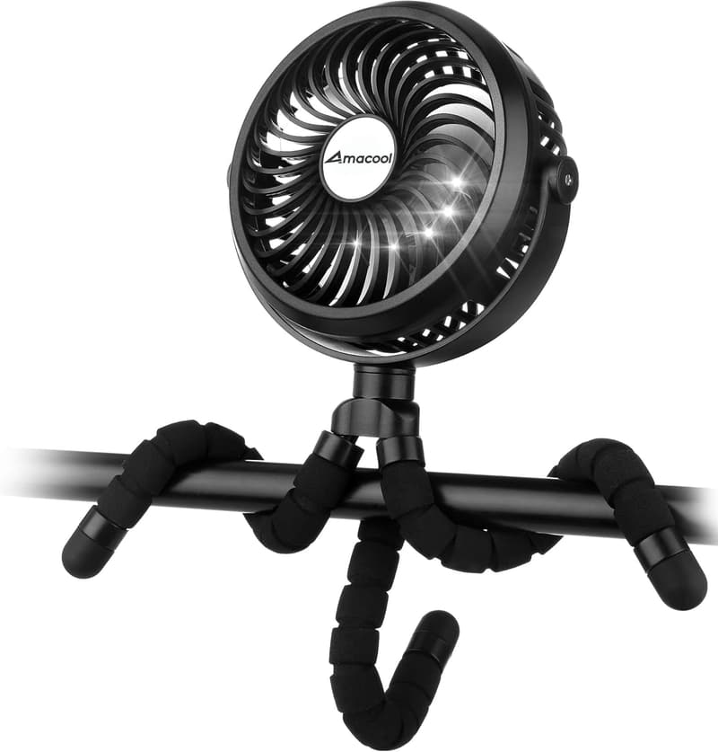 Portable Battery-Operated Tripod Stroller Fan with 3 Speeds