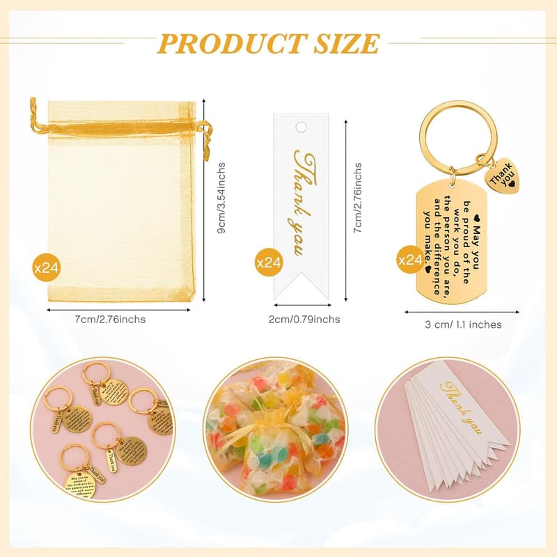 Employee Appreciation Gifts: 72 Bulk Keychains with Cards