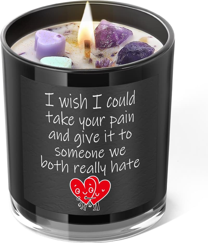 Get Well Candle with Healing Crystals - Lavender, 10 oz
