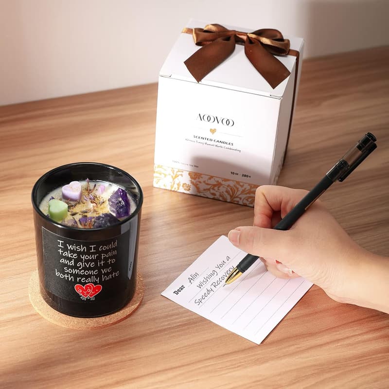Get Well Candle with Healing Crystals - Lavender, 10 oz