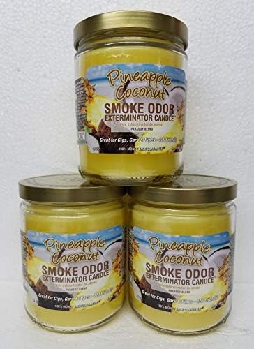 Pineapple & Coconut Smoke Odor Exterminator Candles (3)