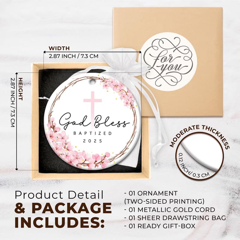 Easter Baptism Ornament for Girls - Godparent Gift 2025