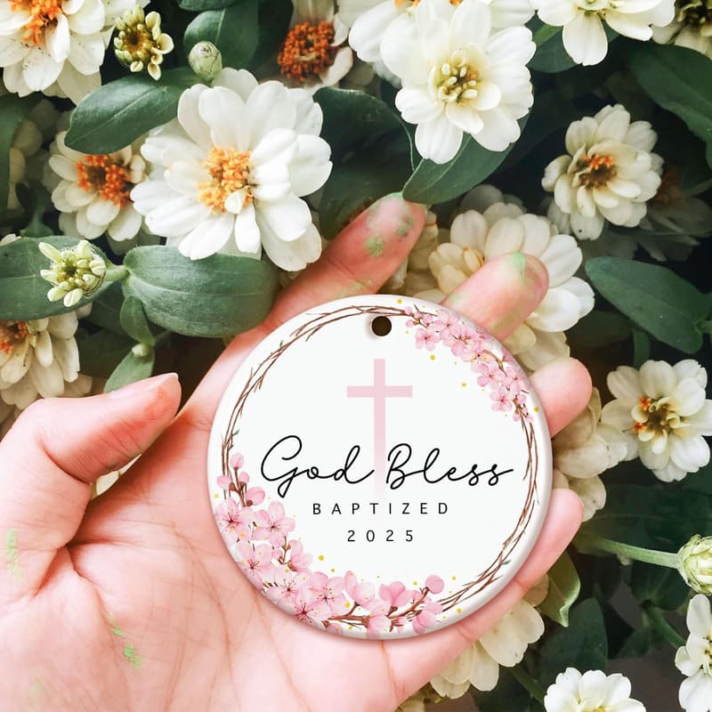Easter Baptism Ornament for Girls - Godparent Gift 2025
