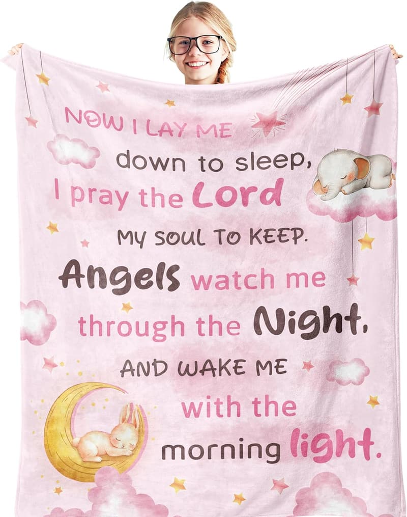 Baptism Gift Throw Blanket for Girls & Boys, 50x40in
