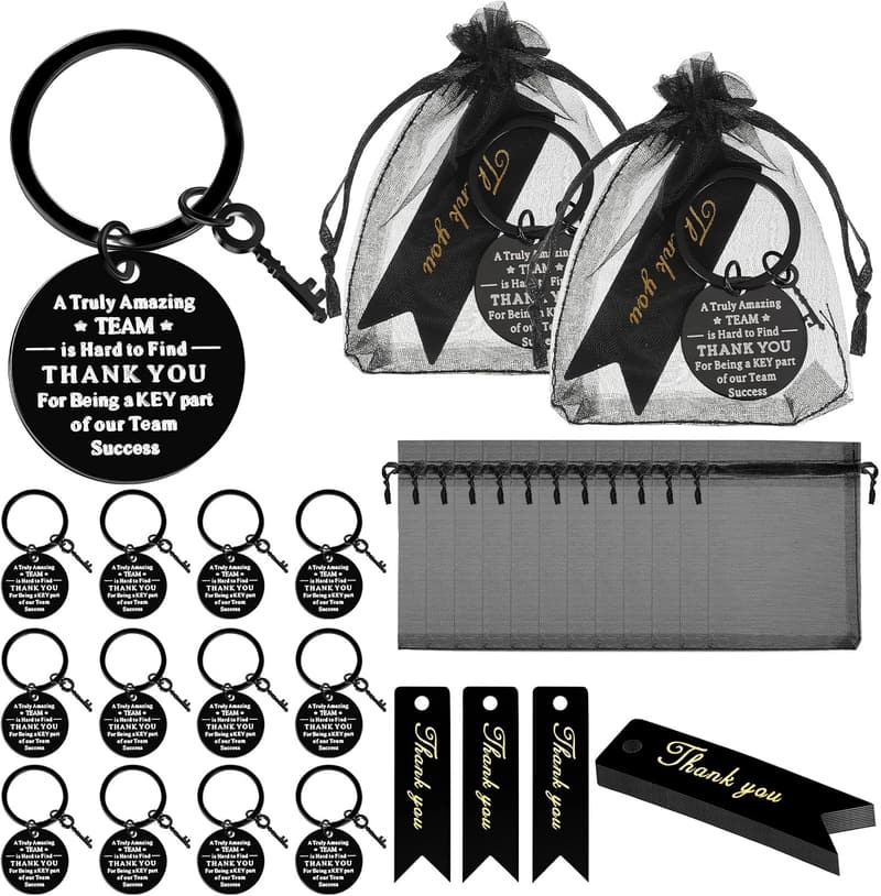 Employee Appreciation Keychain Gift Set with Thank You Cards
