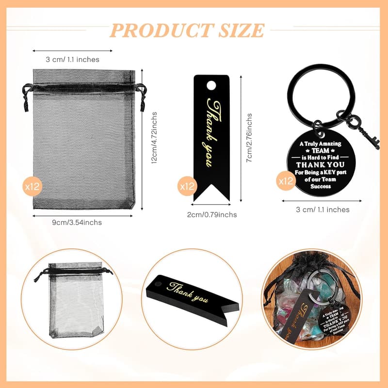 Employee Appreciation Keychain Gift Set with Thank You Cards