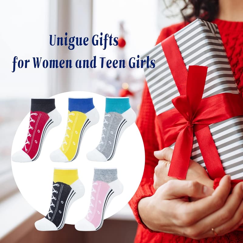 Women's 5-Pack Lightweight Cotton Ankle Socks - Fun Gift Idea