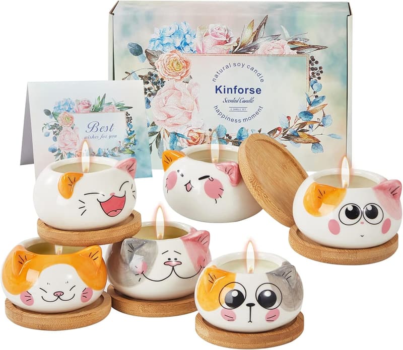 Cat-Themed Scented Candles - 6 Pack for Women's Birthday