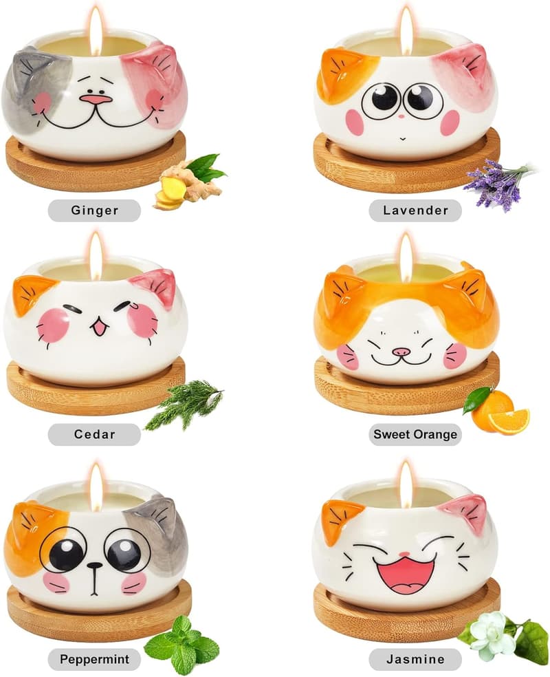 Cat-Themed Scented Candles - 6 Pack for Women's Birthday