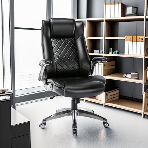 Ergonomic High Back Office Chair with Padded Arms - Black
