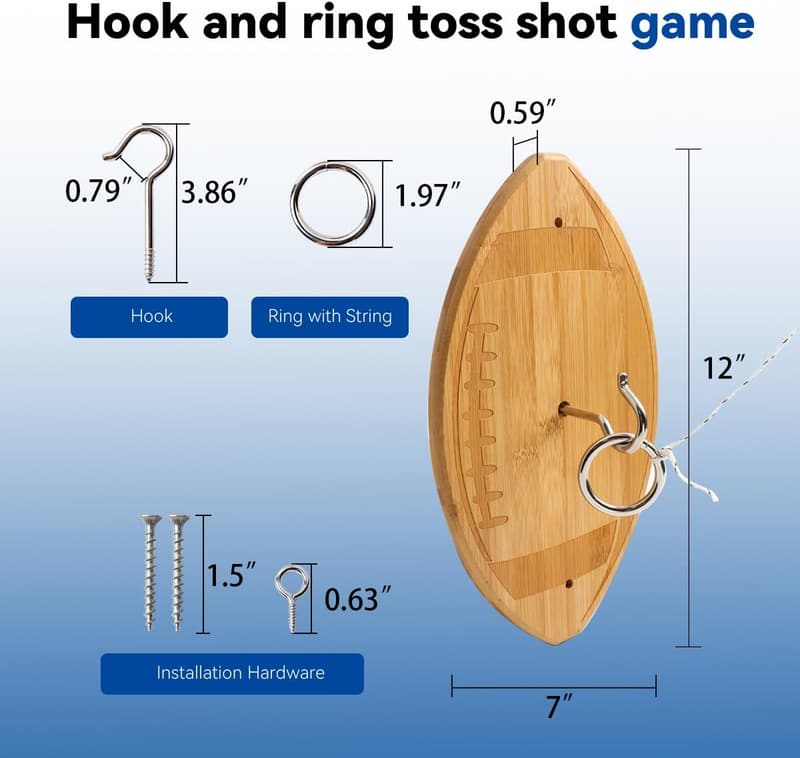 Ring Toss Game for Family Fun - Wall Mounted Indoor/Outdoor