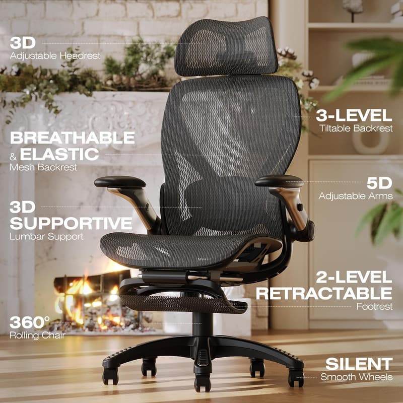 Ergonomic Big & Tall Office Chair with Adjustable Lumbar Support