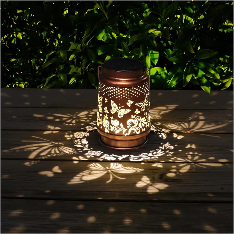 Outdoor Solar Lanterns - Waterproof Metal Butterfly Decor for Women