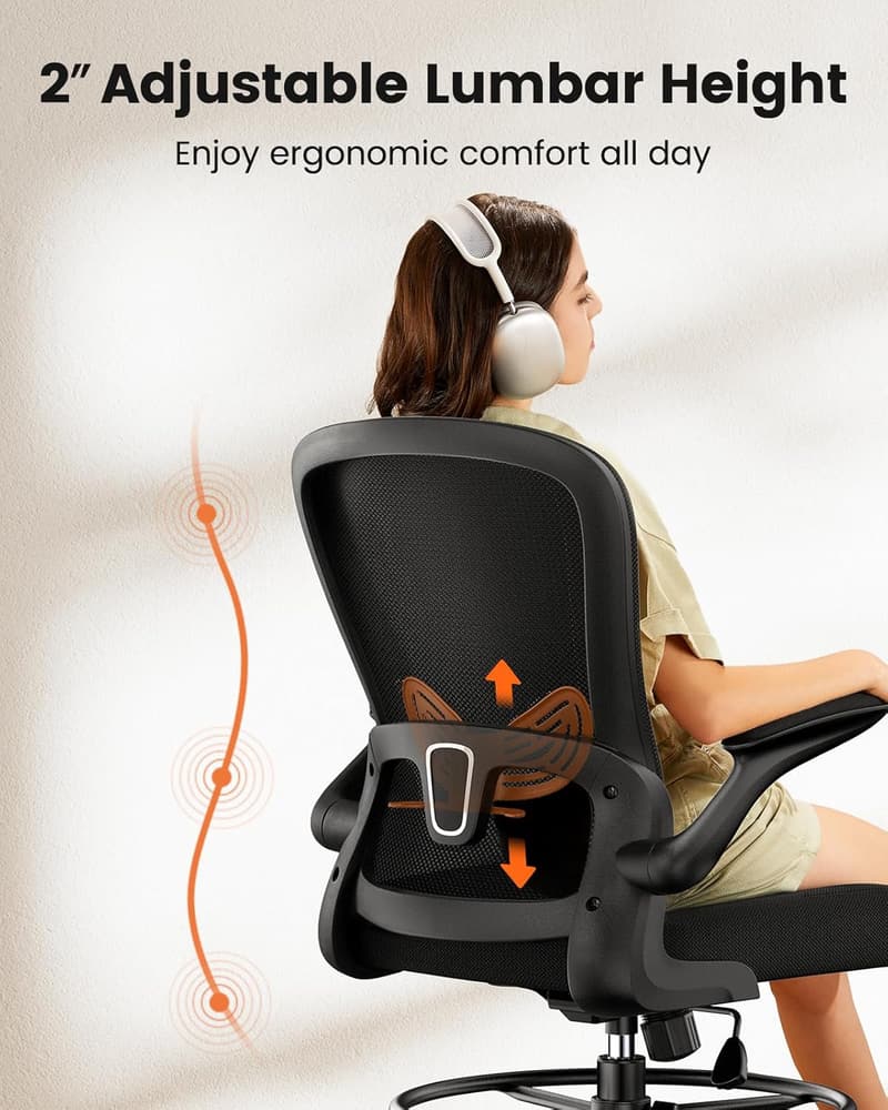 Ergonomic Standing Desk Chair with Adjustable Height and Lumbar Support