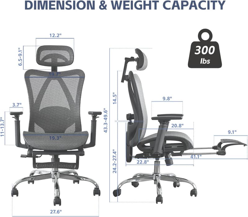 Ergonomic Office Chair with Adjustable Lumbar Support and Footrest