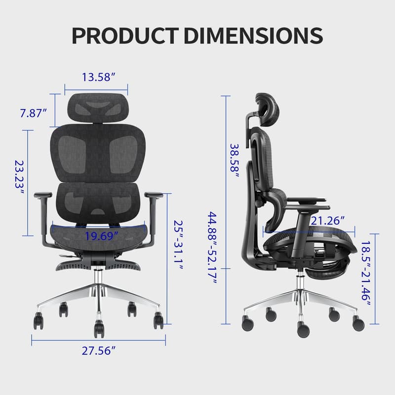 Ergonomic High-Back Mesh Office Chair with 3D Armrests