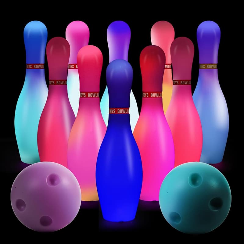 Glow in the Dark Bowling Set for Kids' Parties & Games