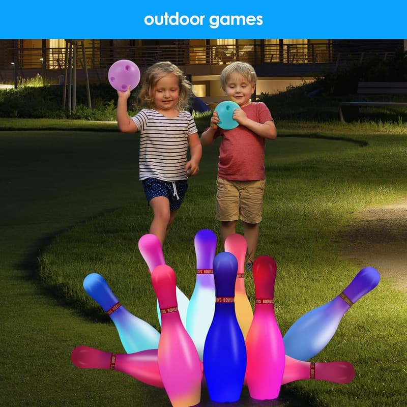 Glow in the Dark Bowling Set for Kids' Parties & Games