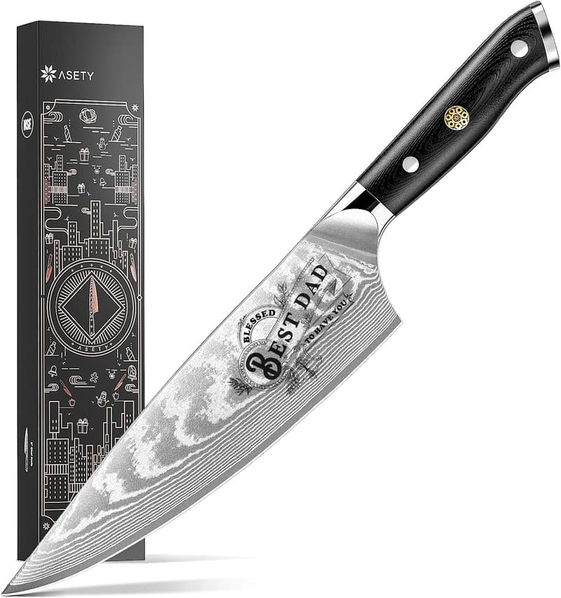 Dad's Birthday: Damascus Chef Knife with G10 Handle