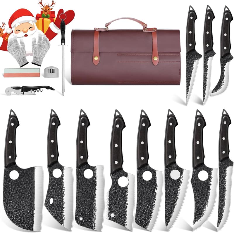 High Carbon Steel Butcher Knife Set - 17PCS, Father's Day Gift