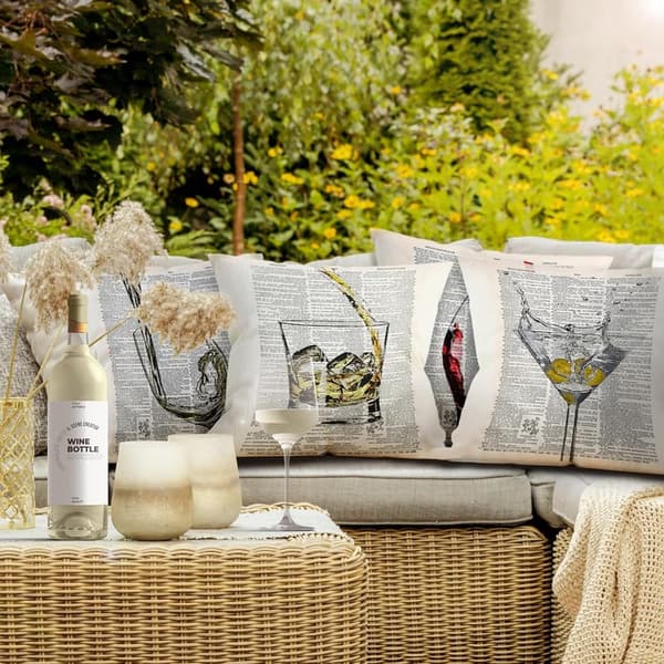 Vintage Wine-Themed Throw Pillow Case Set for Home Bar Decor