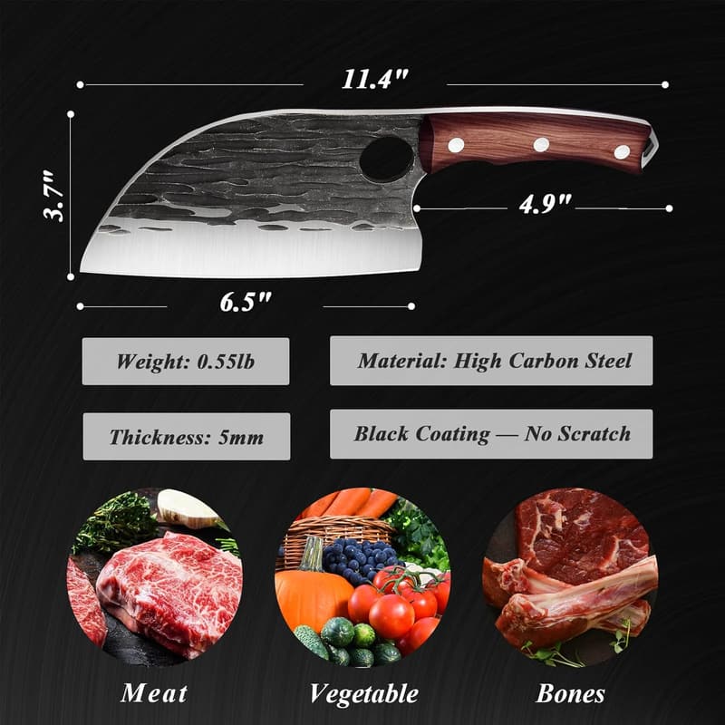 Serbian Chef Knife Set - 3PCS Butcher Cleavers for BBQ & Camping