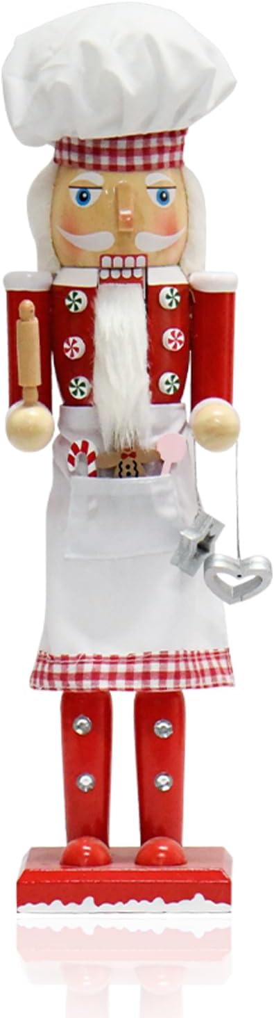 Handmade Wooden Chef Nutcracker Decorations for Christmas