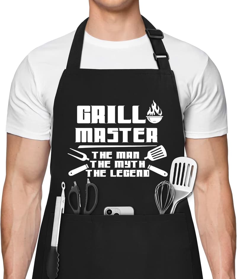 Adjustable Chef Apron with 3 Pockets for Men - Ideal Gift for Dad