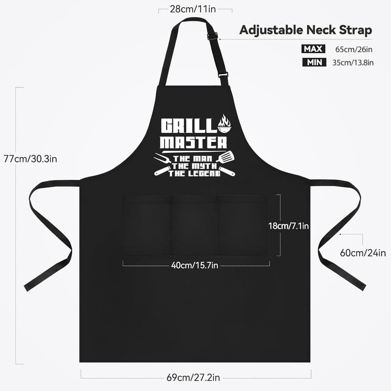 Adjustable Chef Apron with 3 Pockets for Men - Ideal Gift for Dad