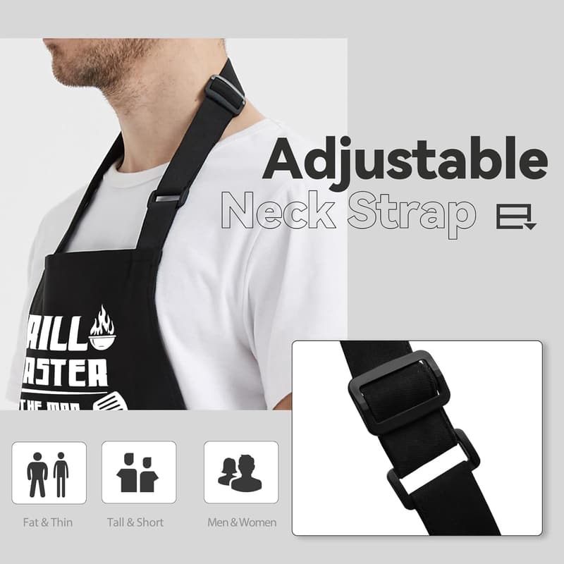 Adjustable Chef Apron with 3 Pockets for Men - Ideal Gift for Dad