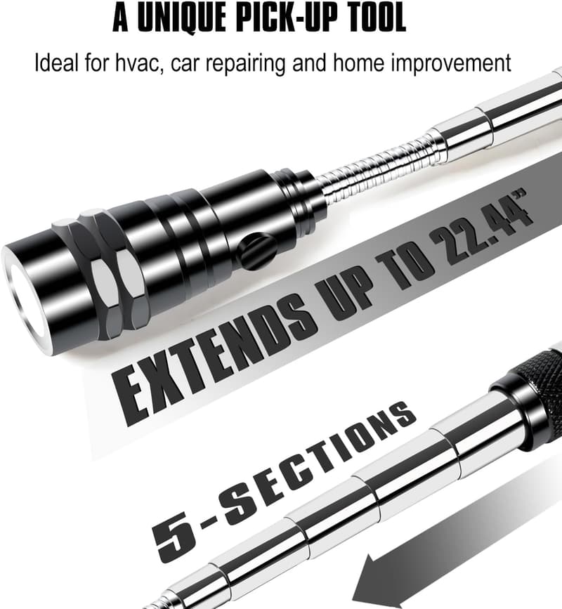 Telescoping LED Magnetic Pickup Tool for Father's Day Gifts