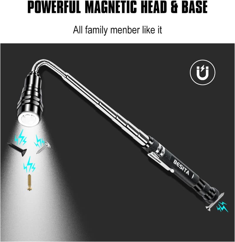 Telescoping LED Magnetic Pickup Tool for Father's Day Gifts