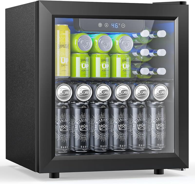 1.3 Cu.ft Mini Beverage Cooler with Glass Door and Temp Control